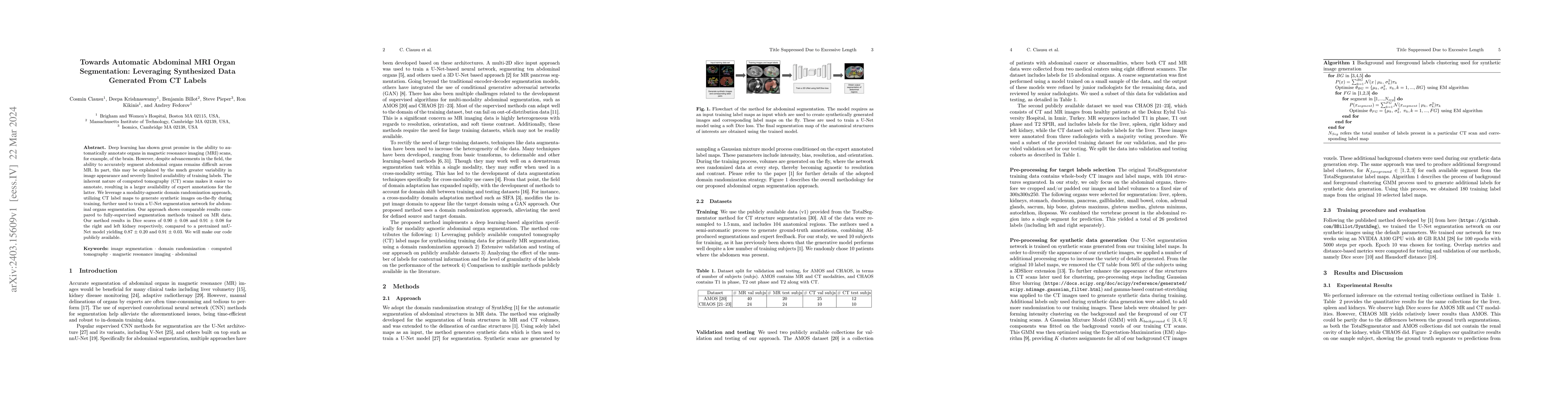 Thumbnail for Towards Automatic Abdominal MRI Organ Segmentation: Leveraging
  Synthesized Data Generated From CT Labels