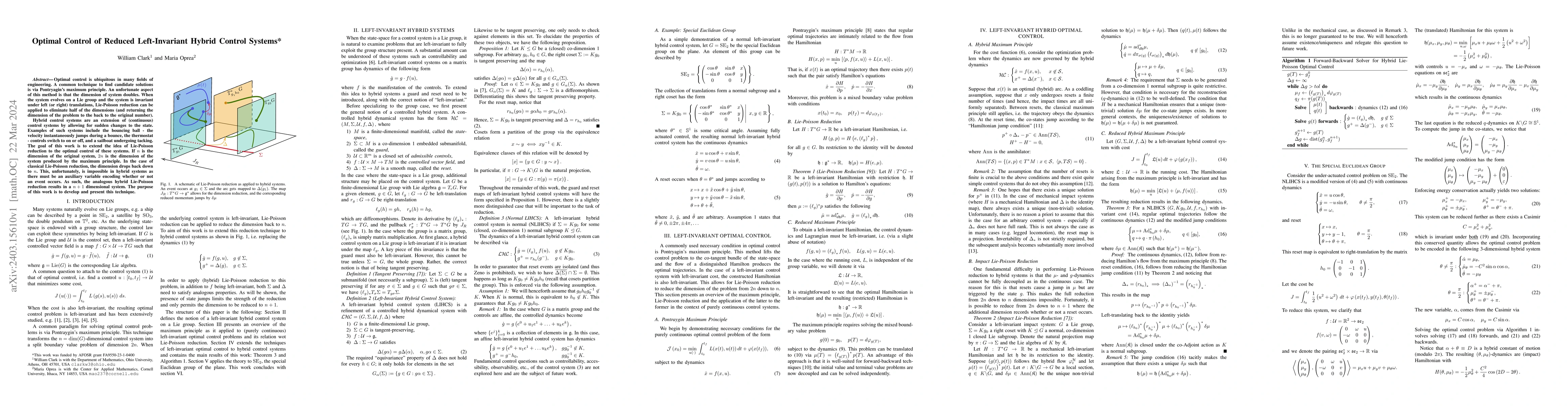 Thumbnail for Optimal Control of Reduced Left-Invariant Hybrid Control Systems