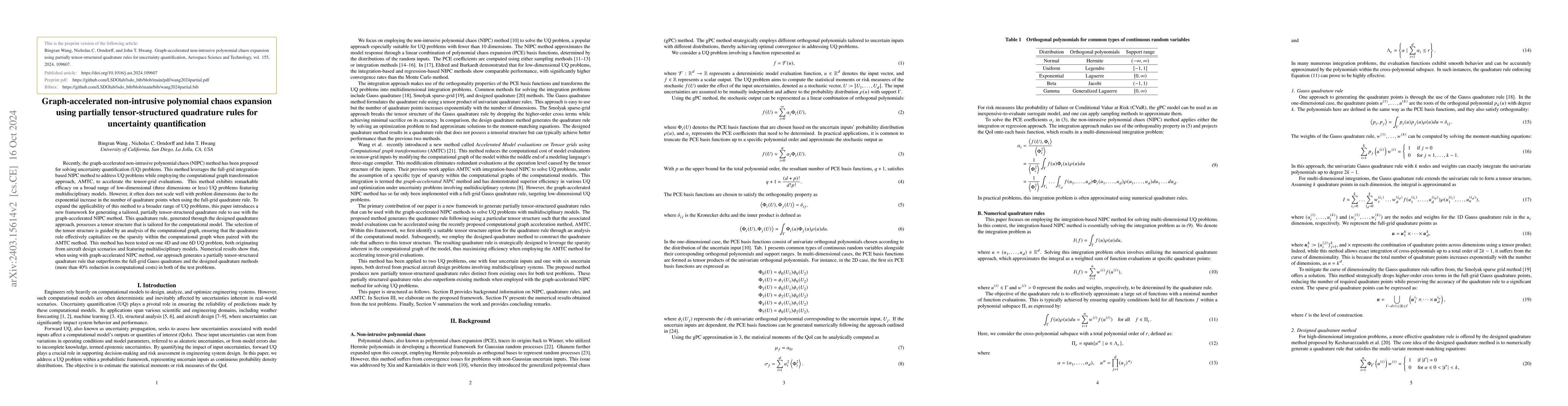 Thumbnail for Graph-accelerated non-intrusive polynomial chaos expansion using
  partially tensor-structured quadrature rules