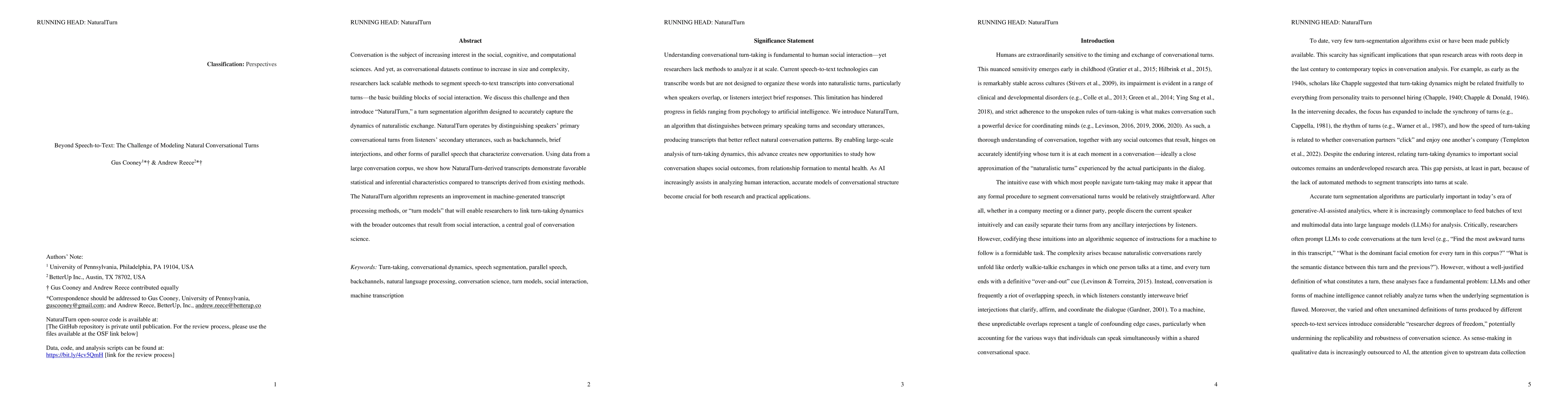 Thumbnail for NaturalTurn: A Method to Segment Transcripts into Naturalistic
  Conversational Turns