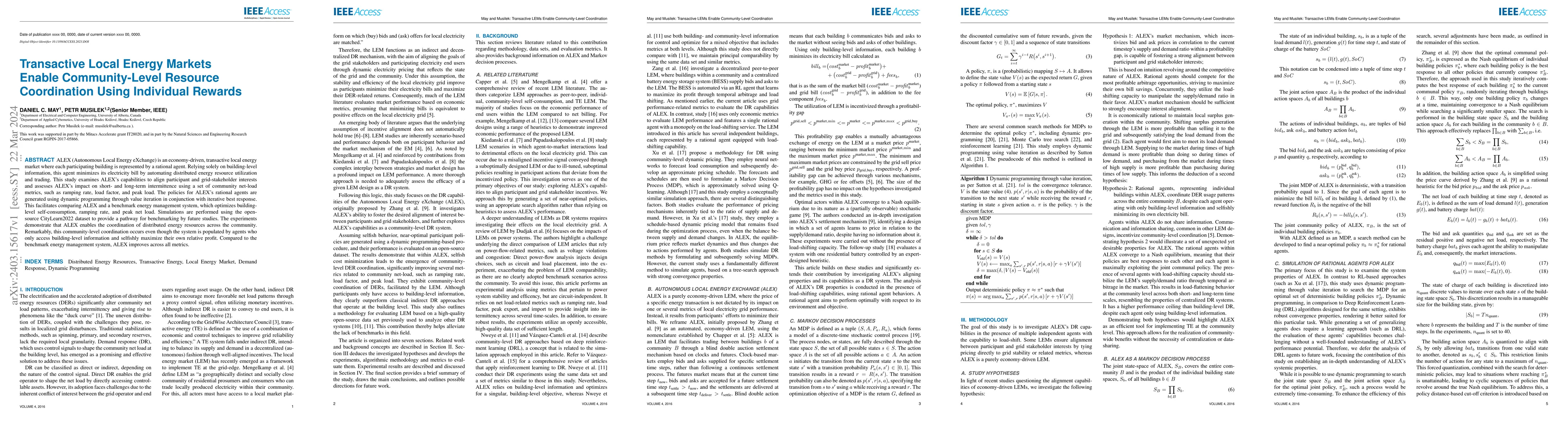 Thumbnail for Transactive Local Energy Markets Enable Community-Level Resource
  Coordination Using Individual Rewards