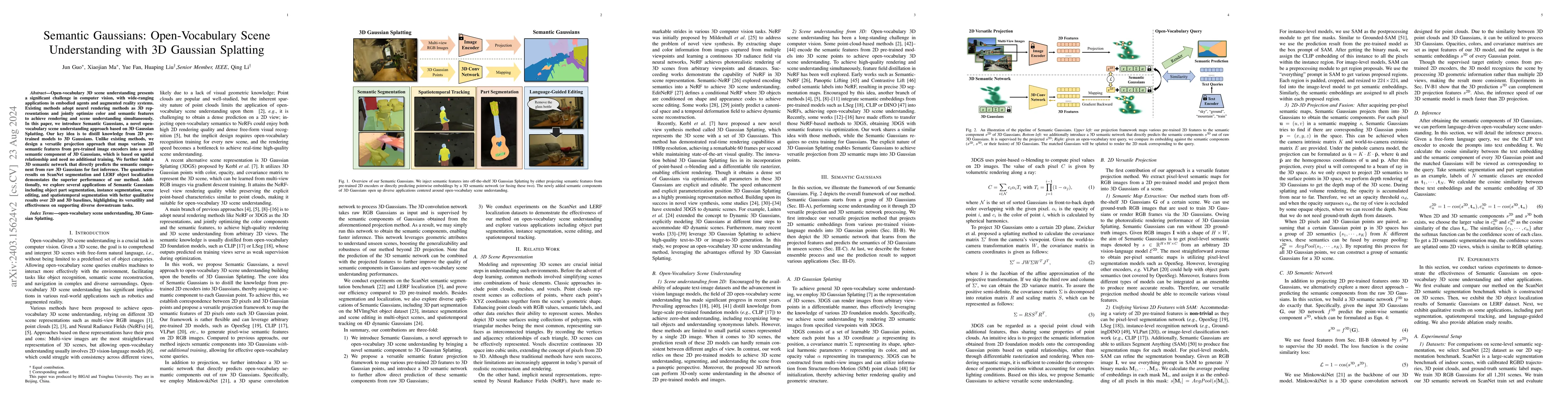 Thumbnail for Semantic Gaussians: Open-Vocabulary Scene Understanding with 3D Gaussian
  Splatting