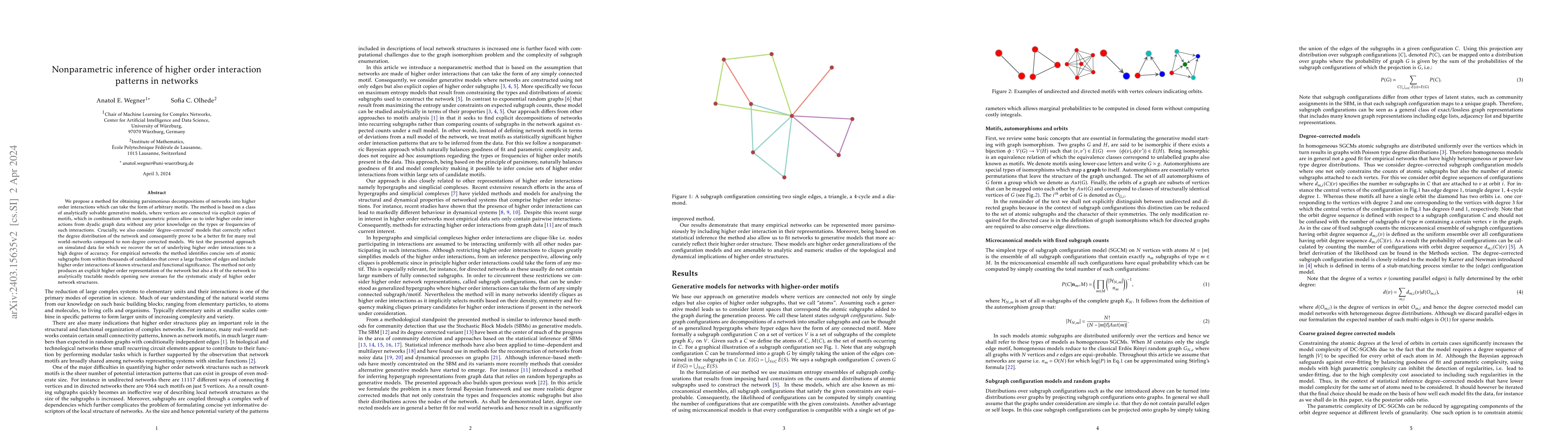 Thumbnail for Nonparametric inference of higher order interaction patterns in networks