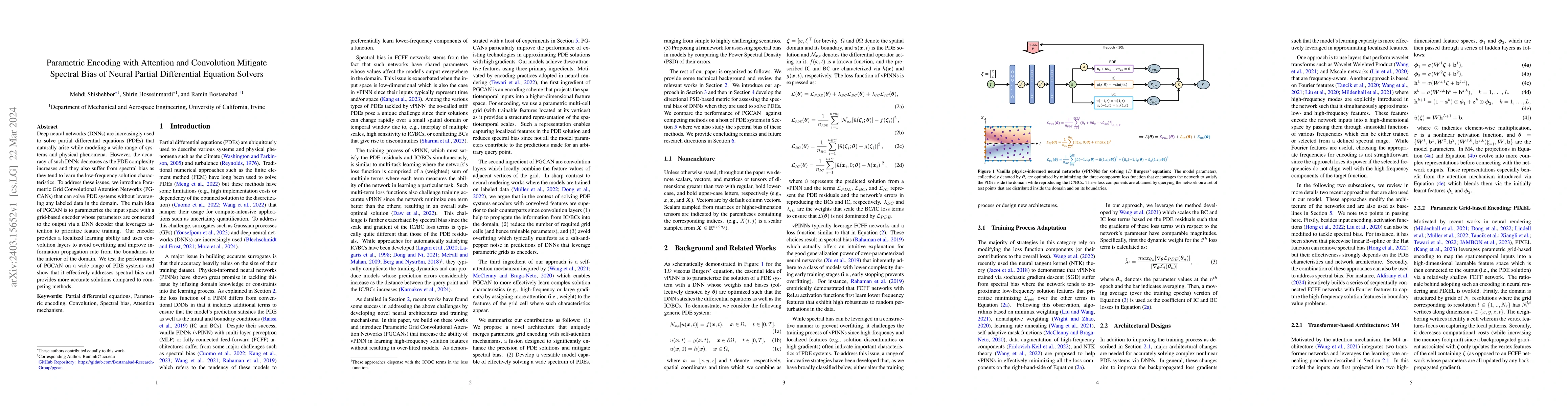 Thumbnail for Parametric Encoding with Attention and Convolution Mitigate Spectral
  Bias of Neural Partial Differential Equation Solvers
