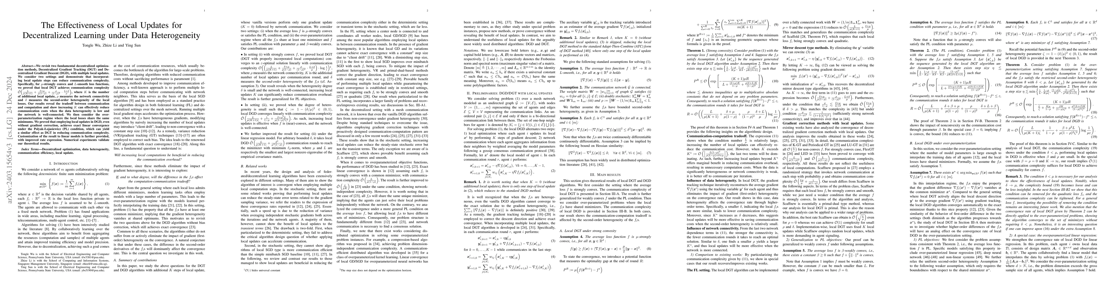 Thumbnail for The Effectiveness of Local Updates for Decentralized Learning under Data
  Heterogeneity