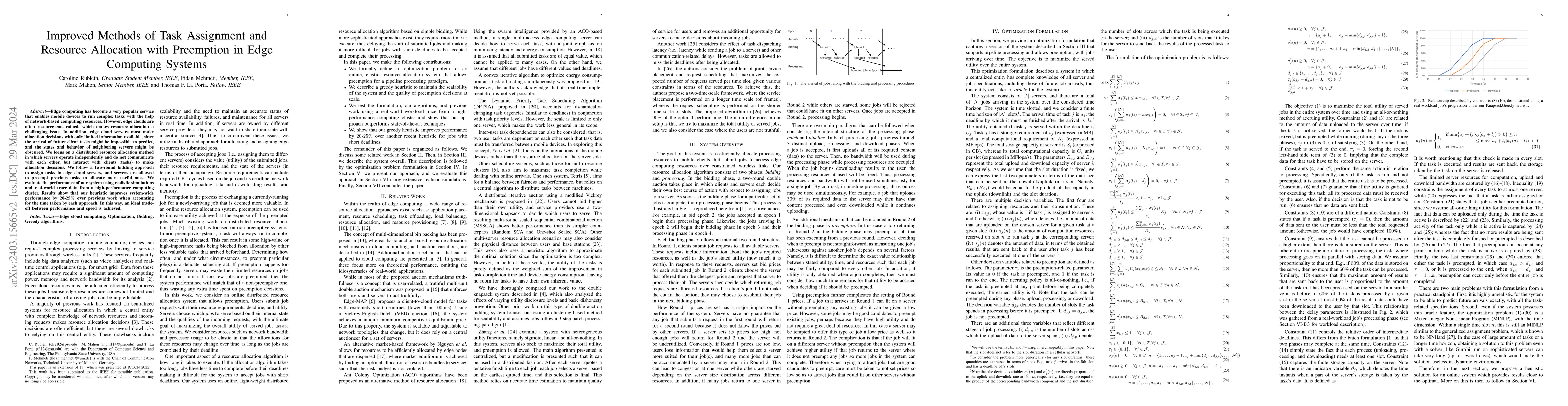 Thumbnail for Improved Methods of Task Assignment and Resource Allocation with
  Preemption in Edge Computing Systems