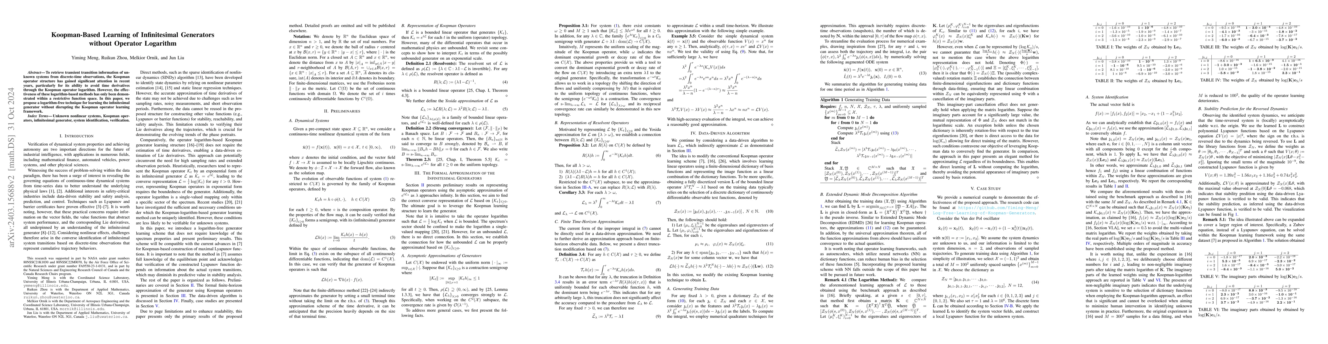 Thumbnail for Koopman-Based Learning of Infinitesimal Generators without Operator
  Logarithm