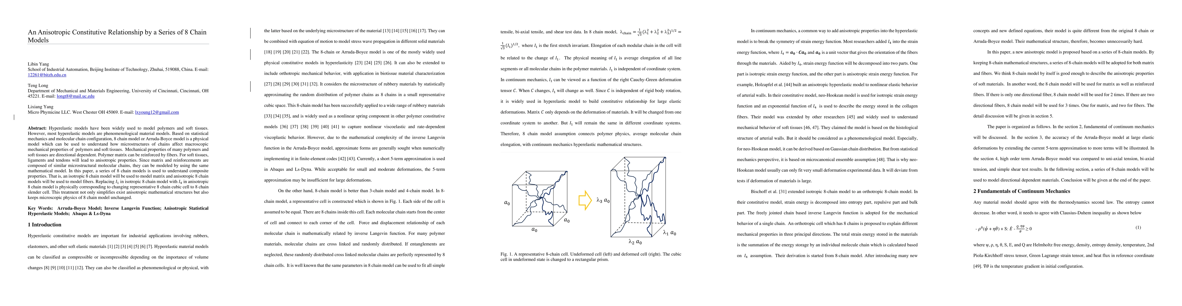 Thumbnail for An Anisotropic Constitutive Relationship by a Series of 8 Chain Models
