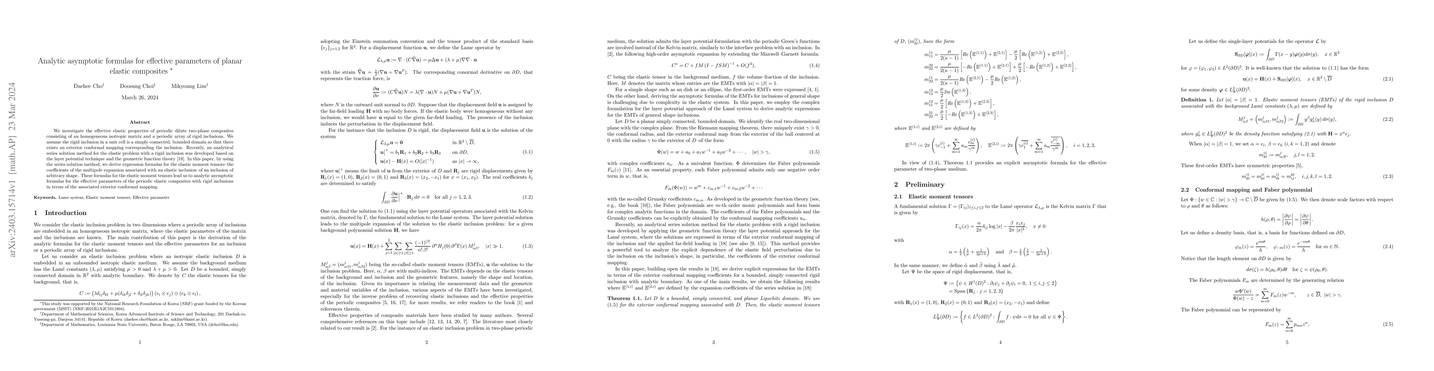 Thumbnail for Analytic asymptotic formulas for effective parameters of planar elastic
  composites