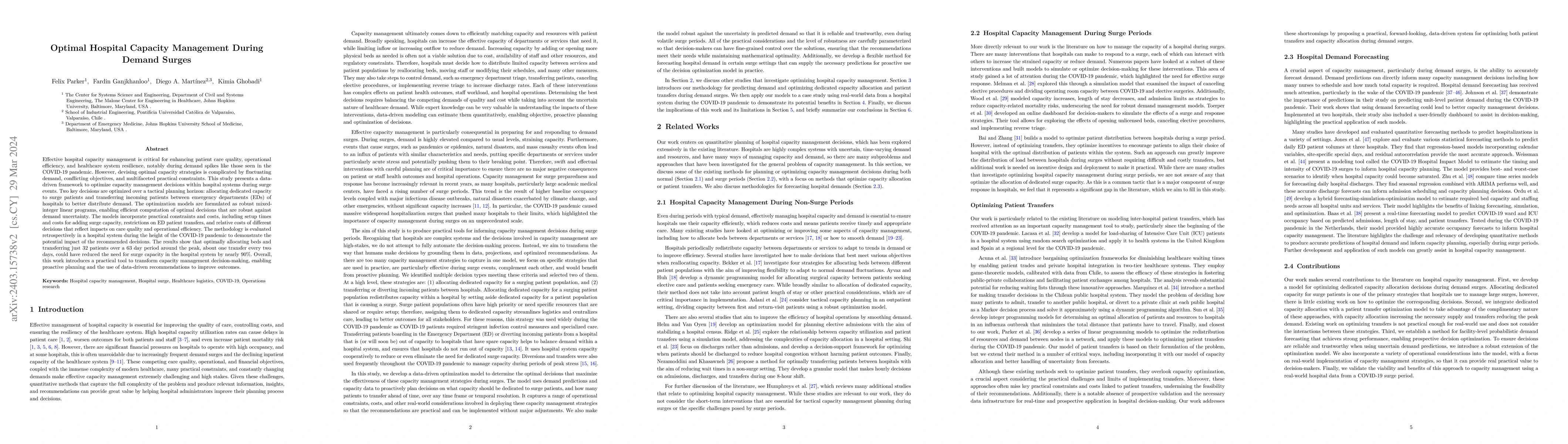 Thumbnail for Optimal Hospital Capacity Management During Demand Surges