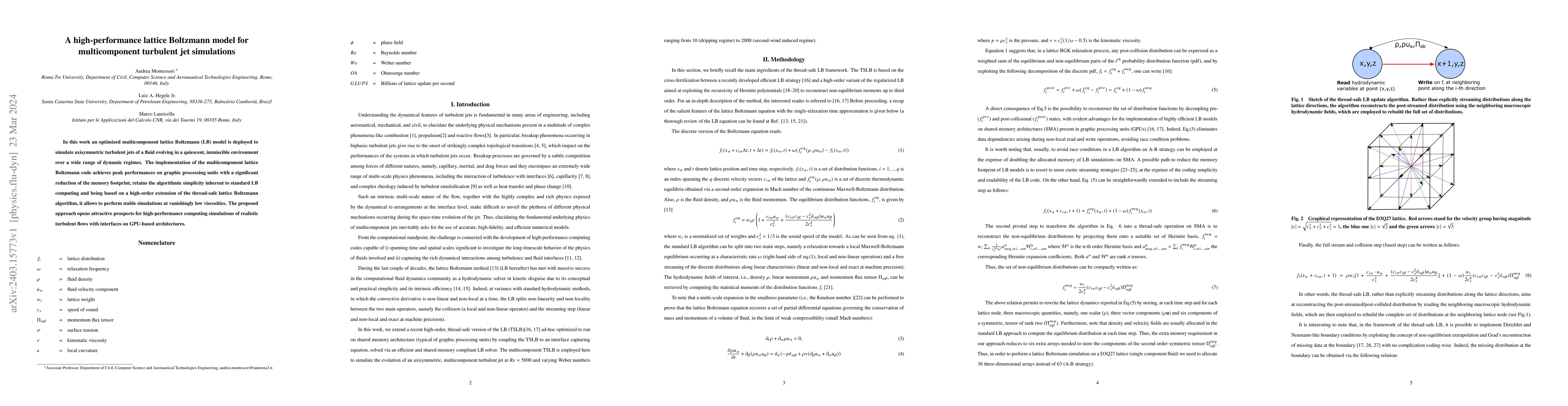 Thumbnail for A high-performance lattice Boltzmann model for multicomponent turbulent
  jet simulations