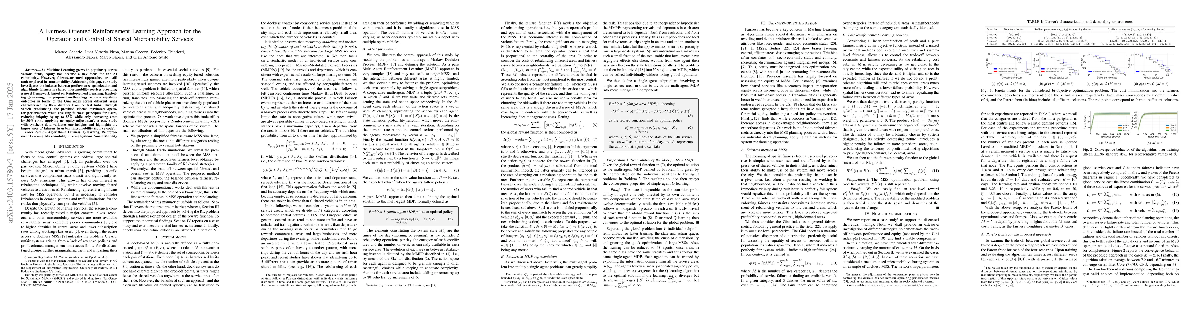 Thumbnail for A Fairness-Oriented Reinforcement Learning Approach for the Operation
  and Control of Shared Micromobility Services
