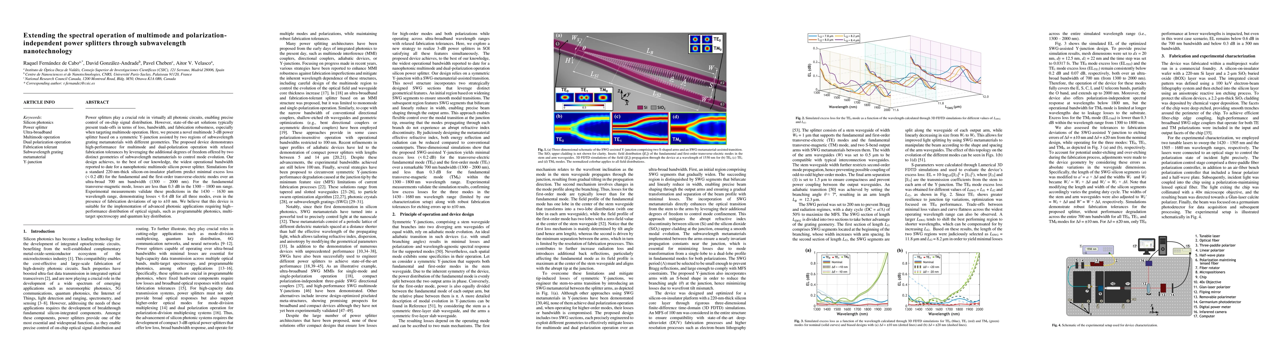 Thumbnail for Extending the spectral operation of silicon power splitters through
  subwavelength nanotechnology
