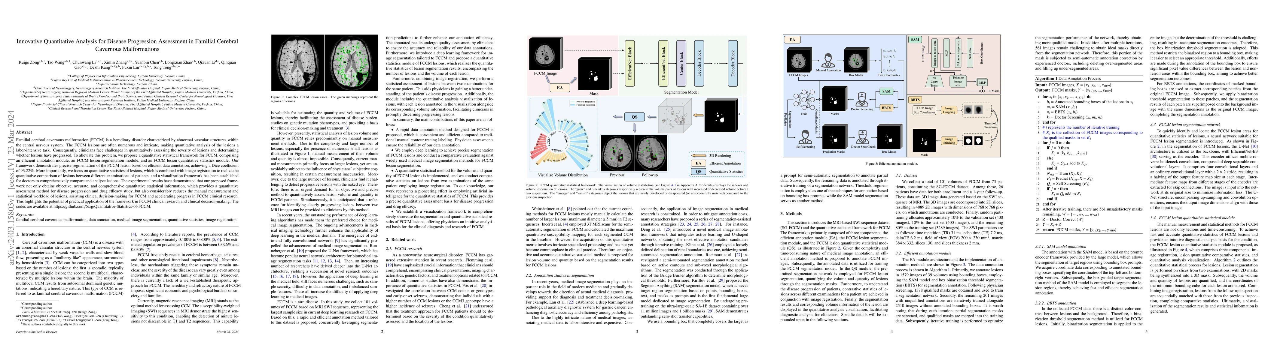 Thumbnail for Innovative Quantitative Analysis for Disease Progression Assessment in
  Familial Cerebral Cavernous Malformations
