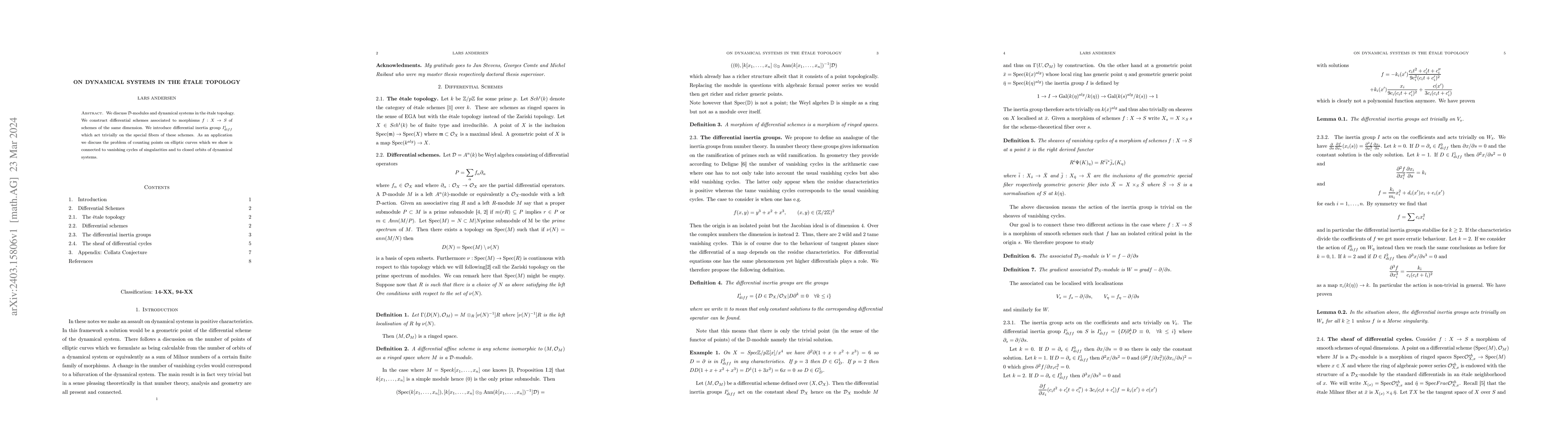 Thumbnail for On Dynamical Systems in the \'Etale Topology