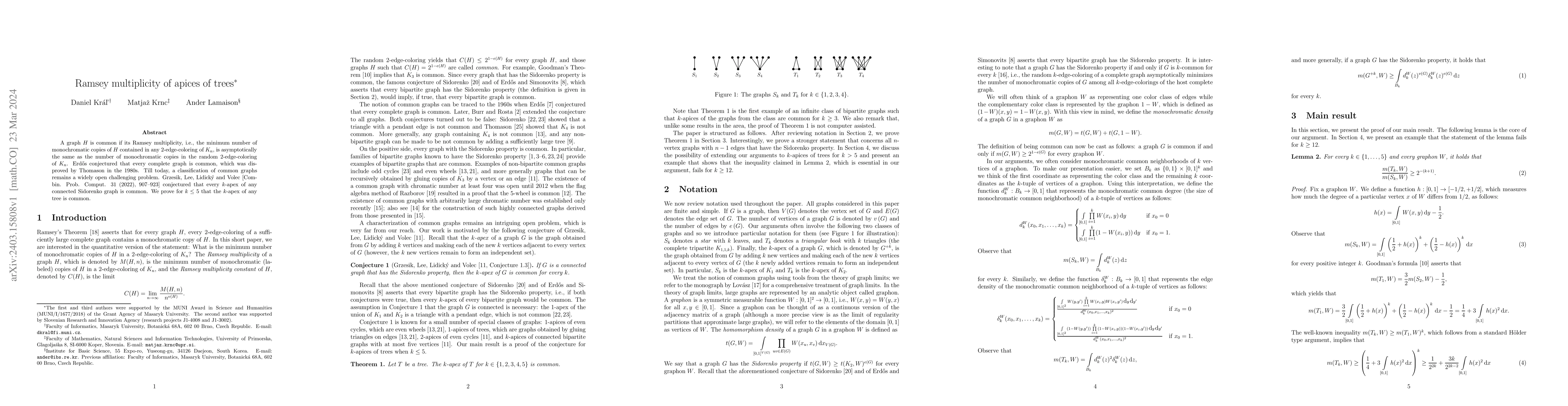 Thumbnail for Ramsey multiplicity of apices of trees