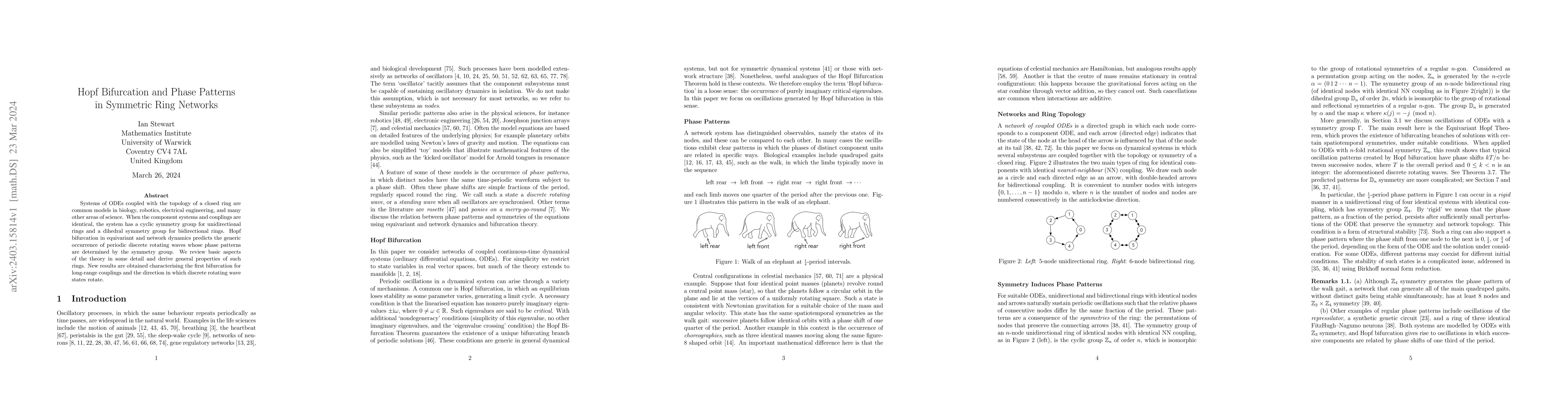 Thumbnail for Hopf Bifurcation and Phase Patterns in Symmetric Ring Networks