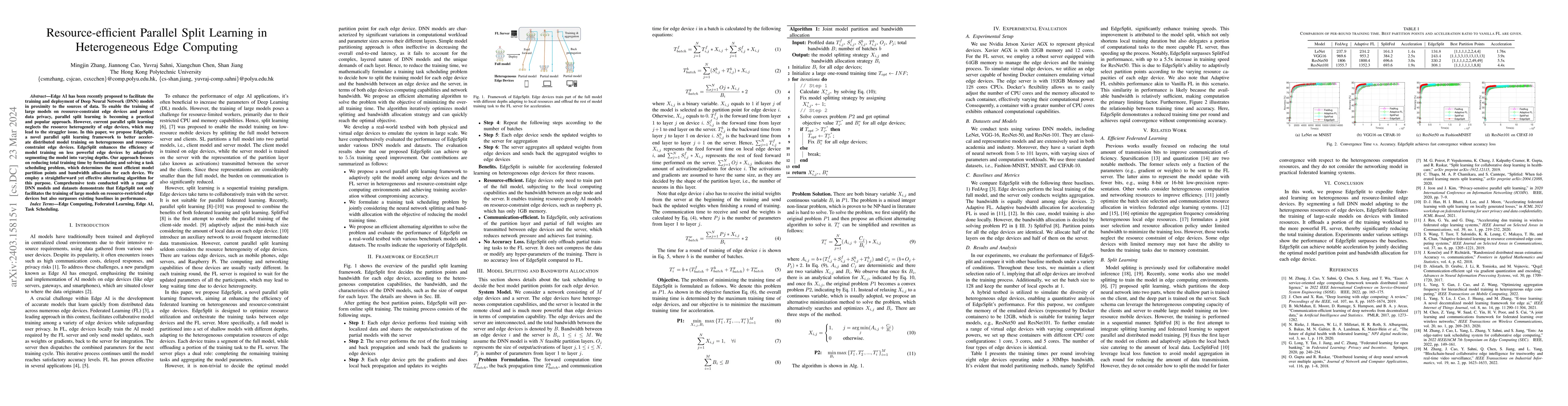 Thumbnail for Resource-efficient Parallel Split Learning in Heterogeneous Edge
  Computing