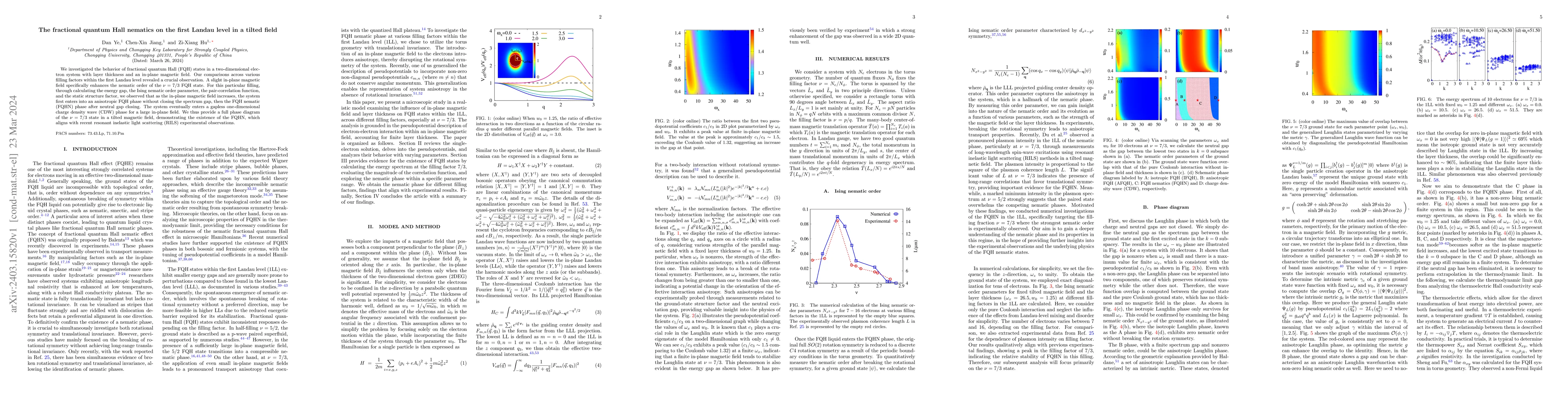 Thumbnail for The fractional quantum Hall nematics on the first Landau level in a
  tilted field
