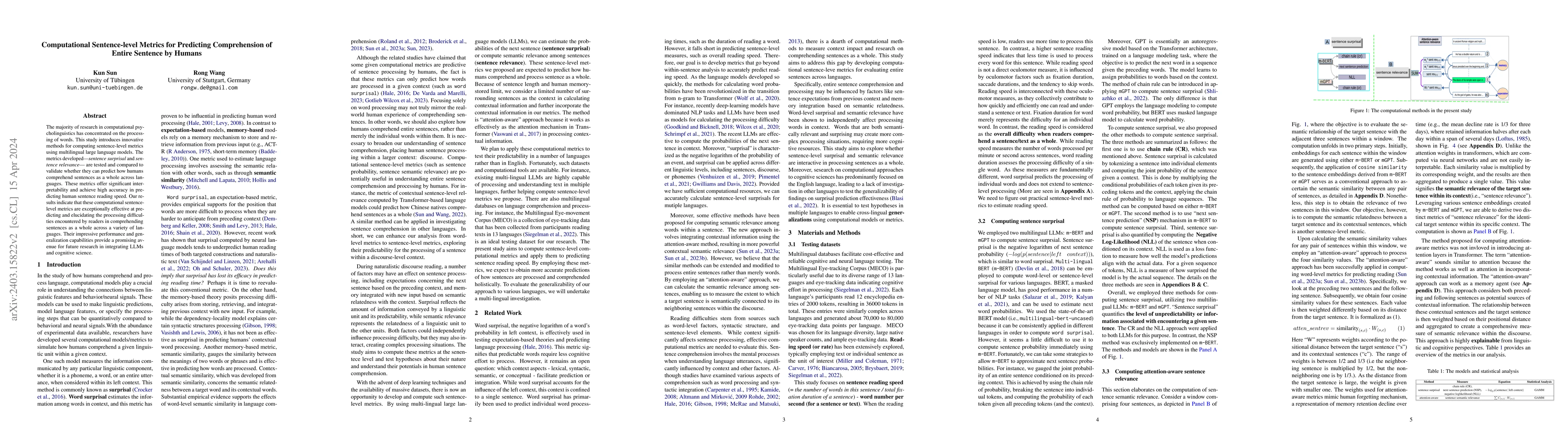 Thumbnail for Computational Sentence-level Metrics Predicting Human Sentence
  Comprehension