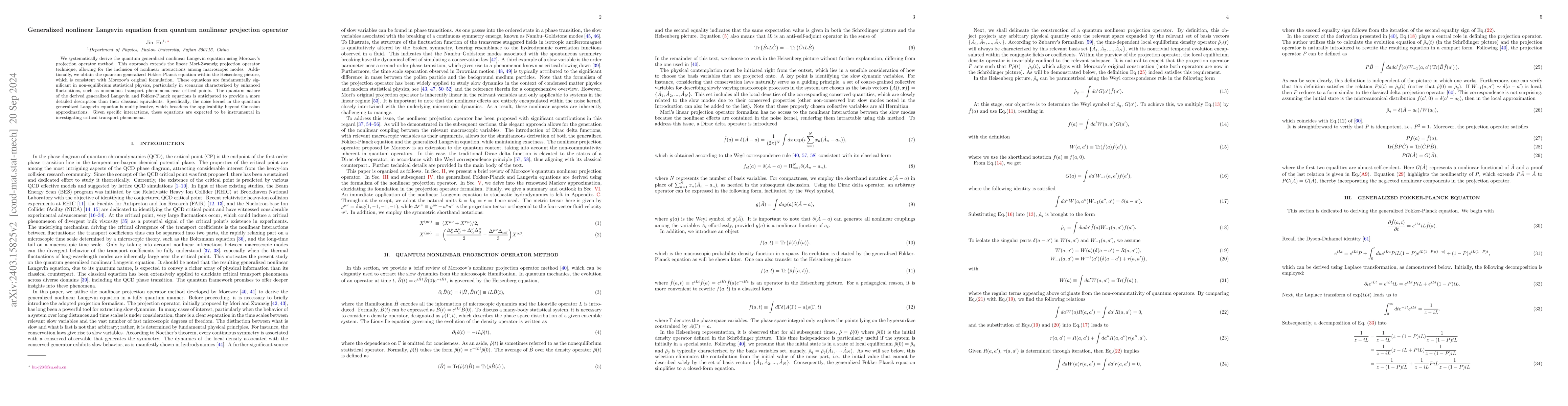 Thumbnail for Relativistic stochastic hydrodynamics from quantum nonlinear projection
  operator