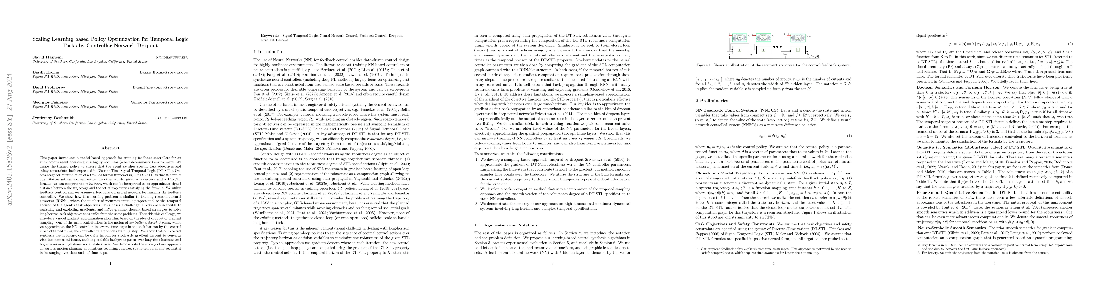 Thumbnail for Scaling Learning based Policy Optimization for Temporal Tasks via
  Dropout