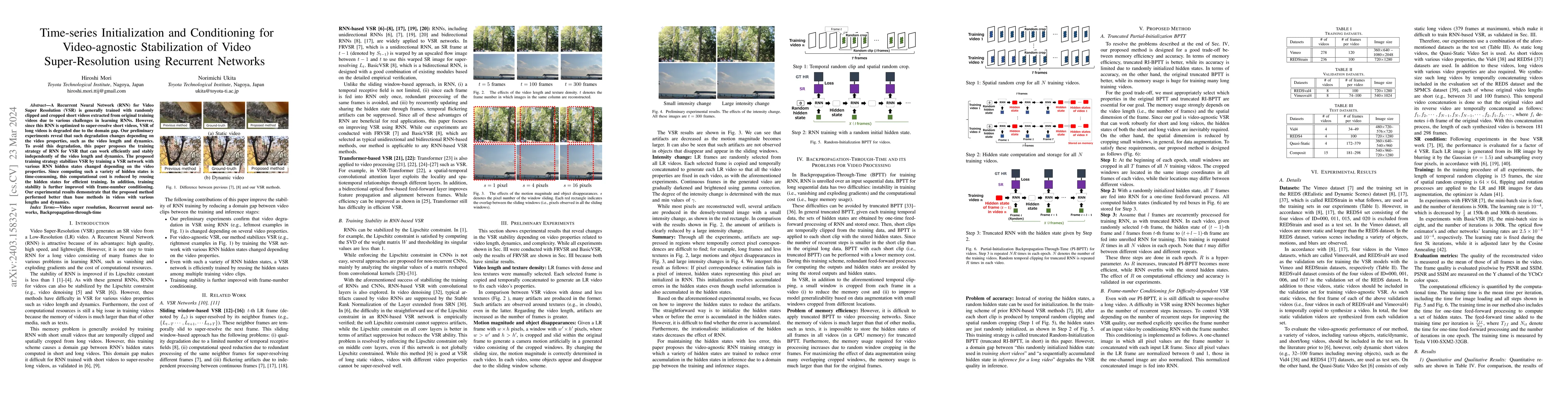 Thumbnail for Time-series Initialization and Conditioning for Video-agnostic
  Stabilization of Video Super-Resolution using Recurrent Networks