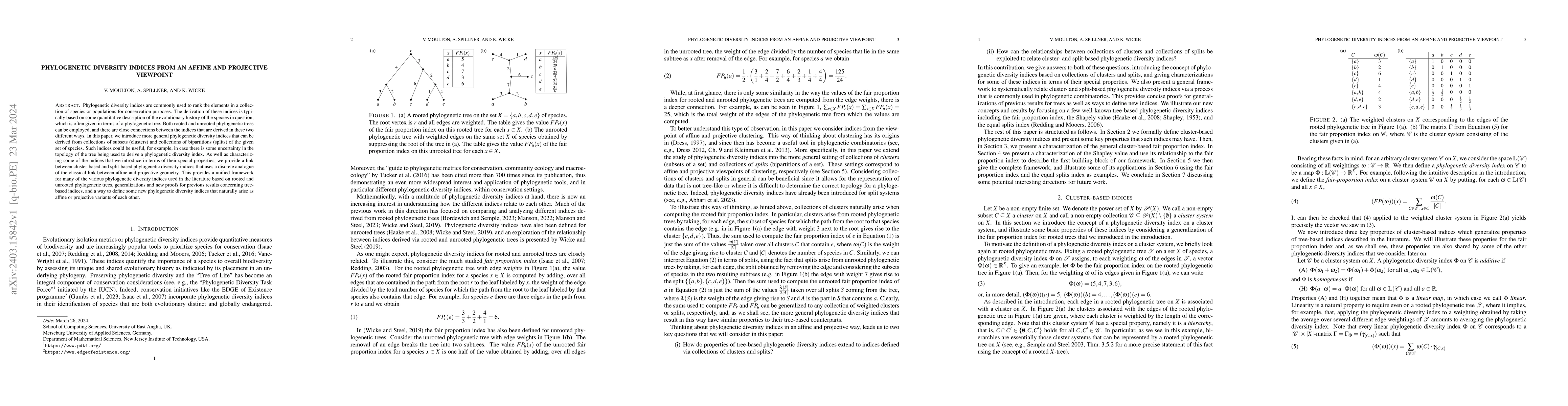 Thumbnail for Phylogenetic diversity indices from an affine and projective viewpoint