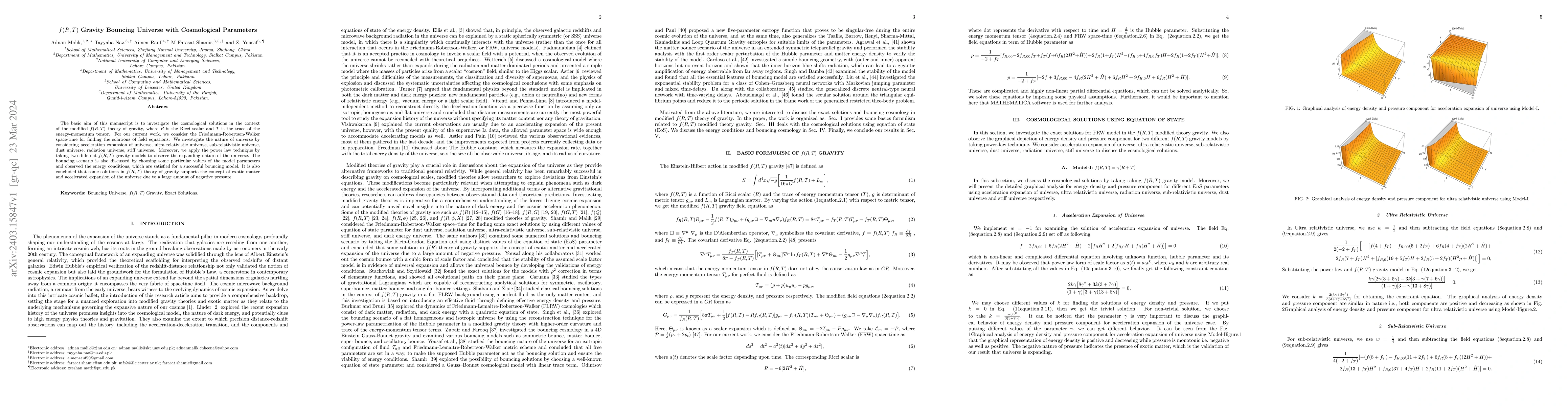 Thumbnail for $f(R, T)$ Gravity Bouncing Universe with Cosmological Parameters