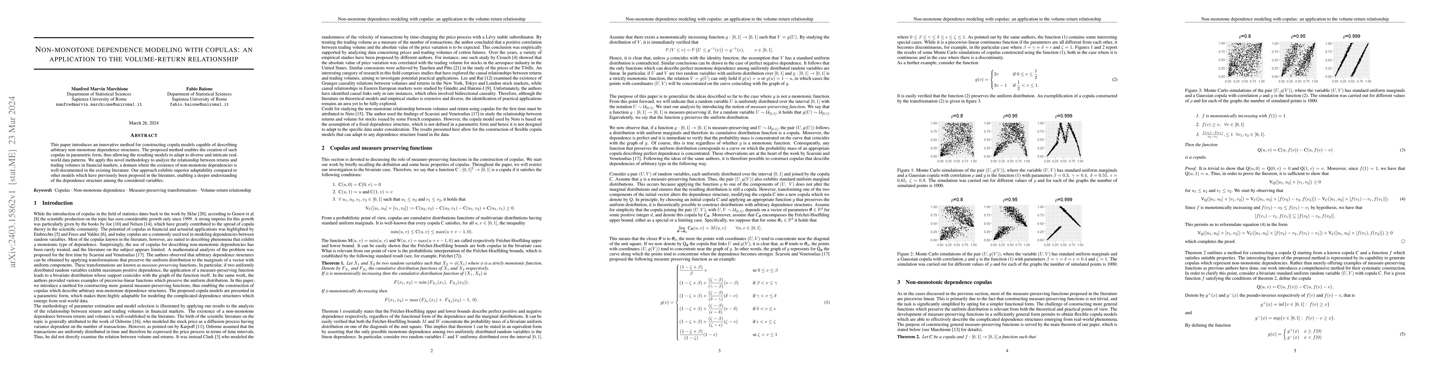Thumbnail for Non-monotone dependence modeling with copulas: an application to the
  volume-return relationship