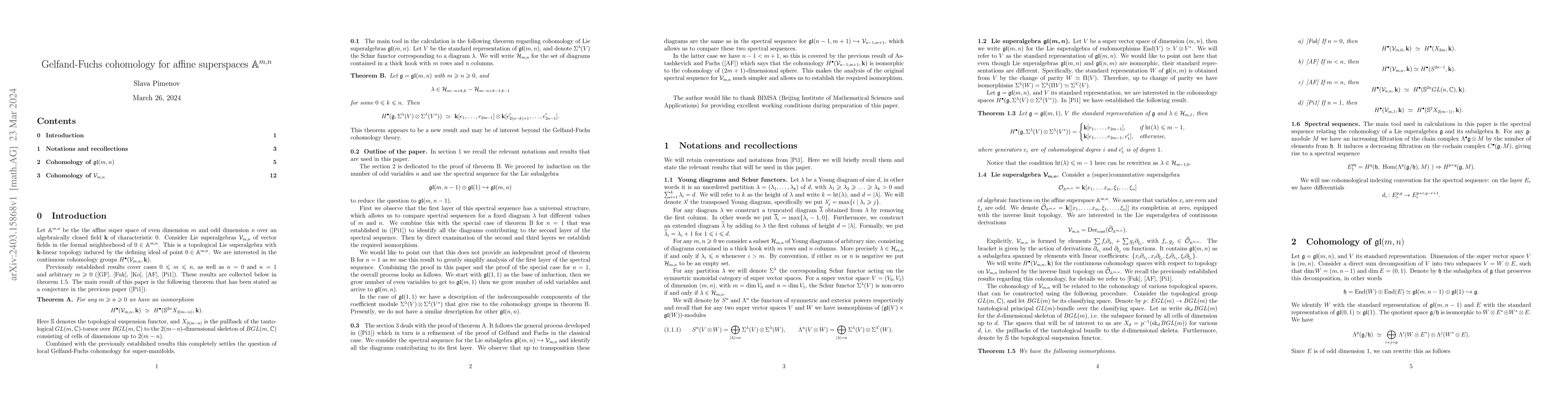 Thumbnail for Gelfand-Fuchs cohomology for affine superspaces A^(m,n)
