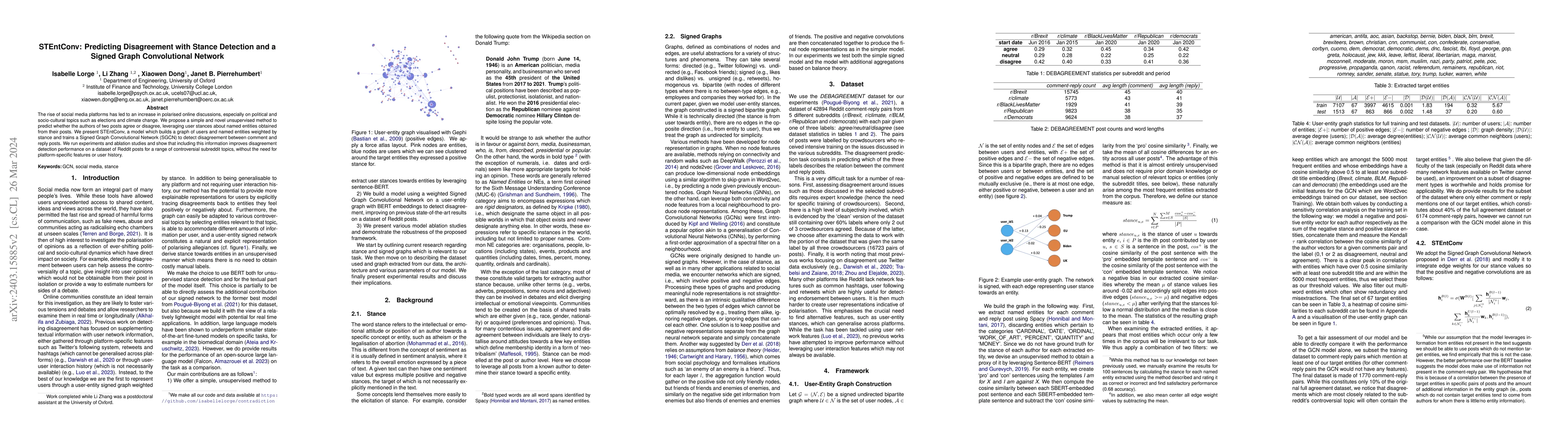 Thumbnail for STEntConv: Predicting Disagreement with Stance Detection and a Signed
  Graph Convolutional Network