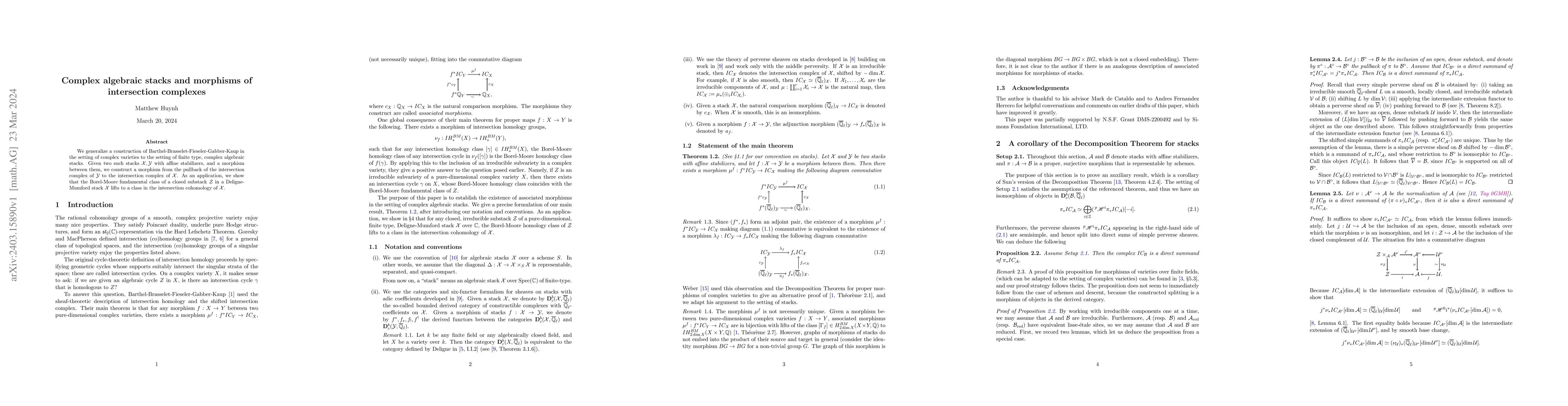 Thumbnail for Complex algebraic stacks and morphisms of intersection complexes