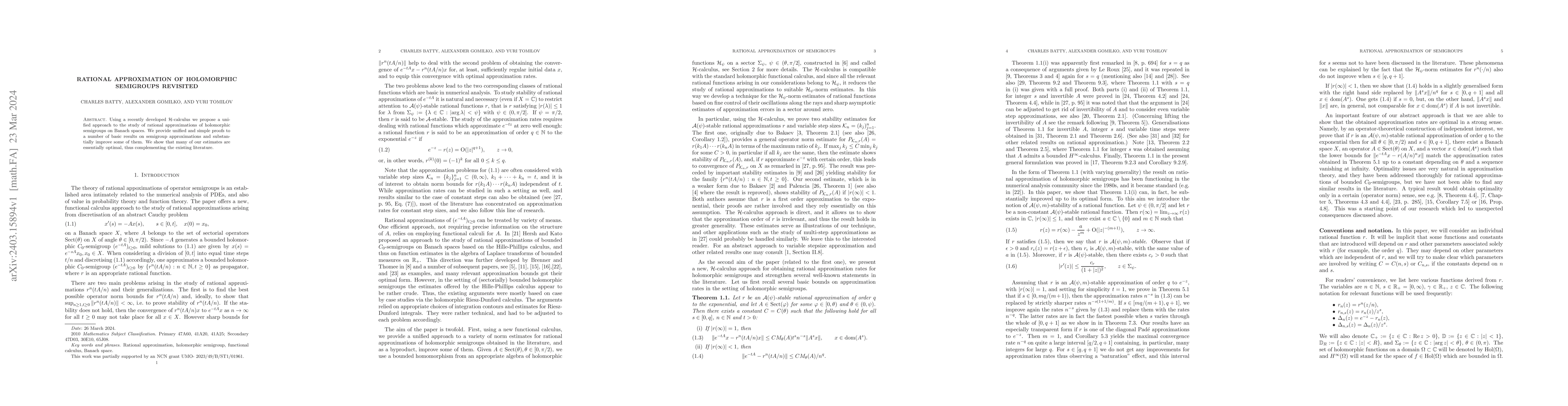 Thumbnail for Rational approximation of holomorphic semigroups revisited