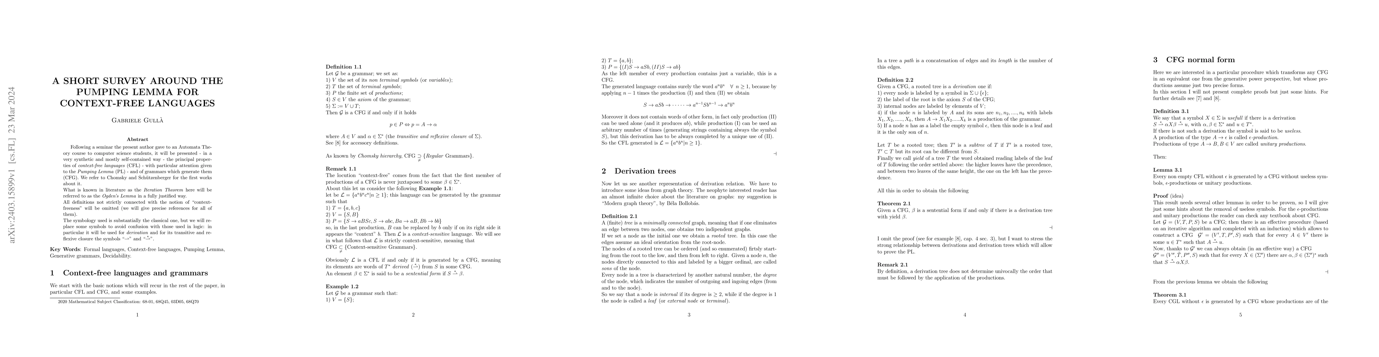 Thumbnail for A short survey around the pumping lemma for context-free languages