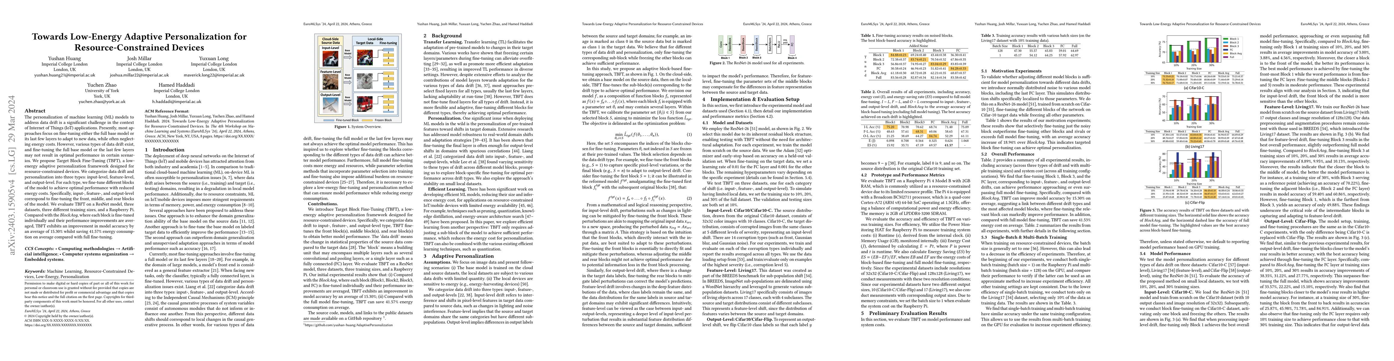 Thumbnail for Towards Low-Energy Adaptive Personalization for Resource-Constrained
  Devices