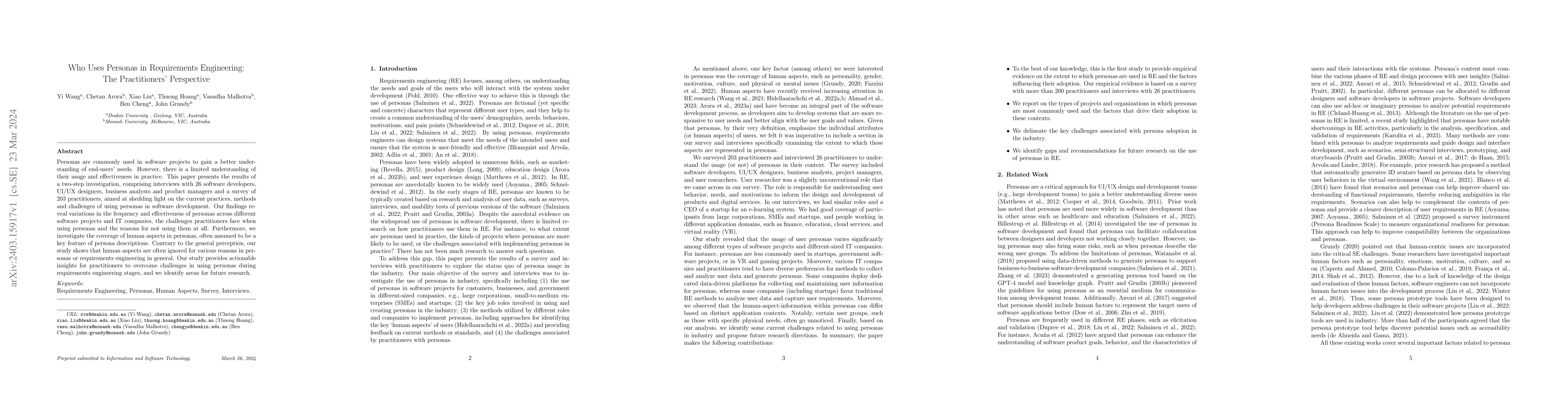 Thumbnail for Who Uses Personas in Requirements Engineering: The Practitioners'
  Perspective