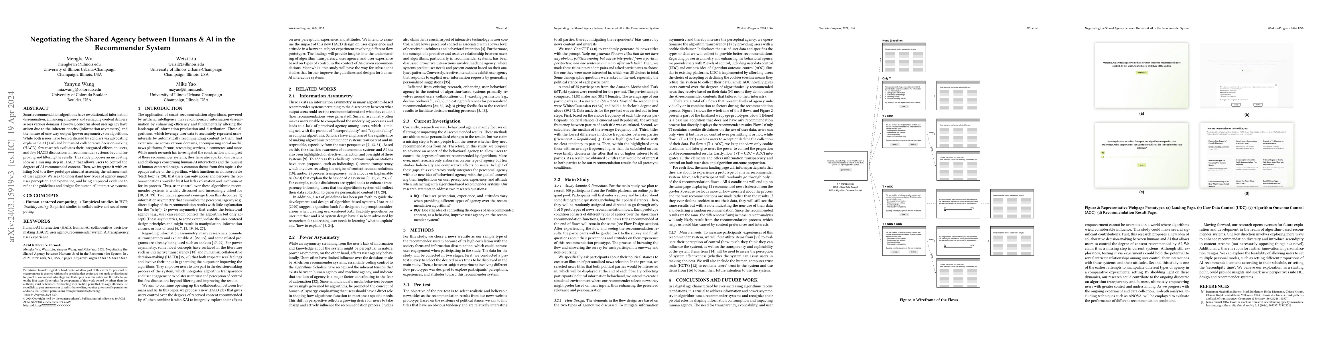 Thumbnail for Negotiating the Shared Agency between Humans & AI in the Recommender
  System