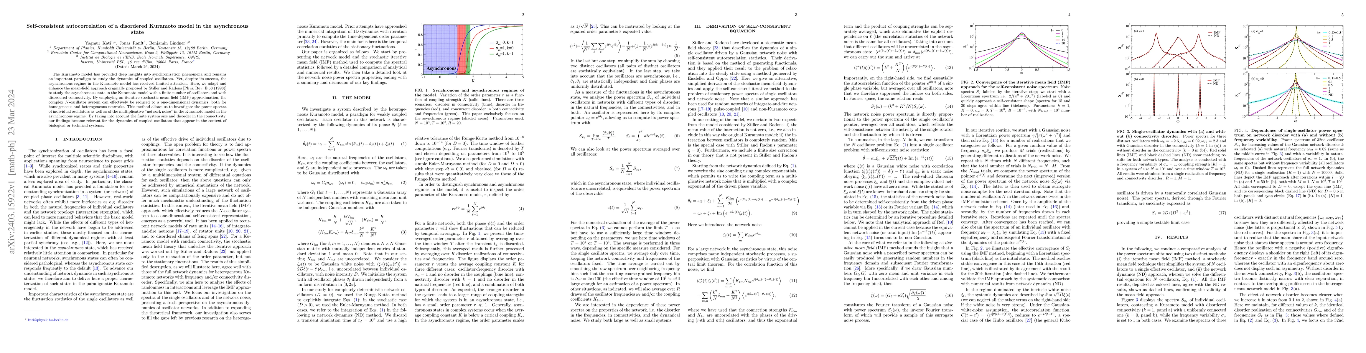 Thumbnail for Self-consistent autocorrelation of a disordered Kuramoto model in the
  asynchronous state