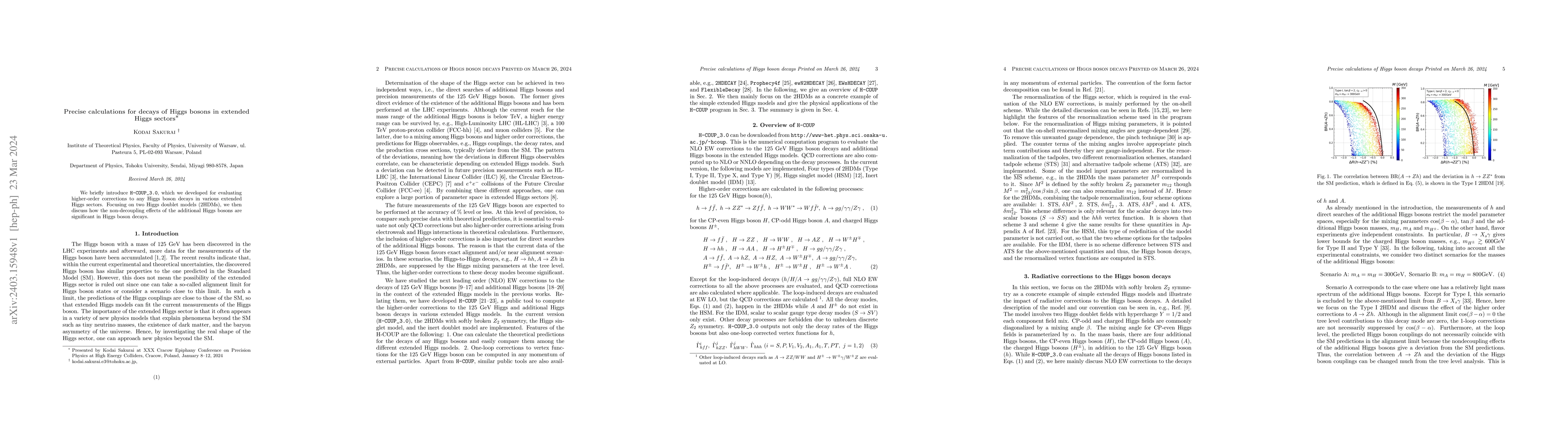 Thumbnail for Precise calculations for decays of Higgs bosons in extended Higgs
  sectors