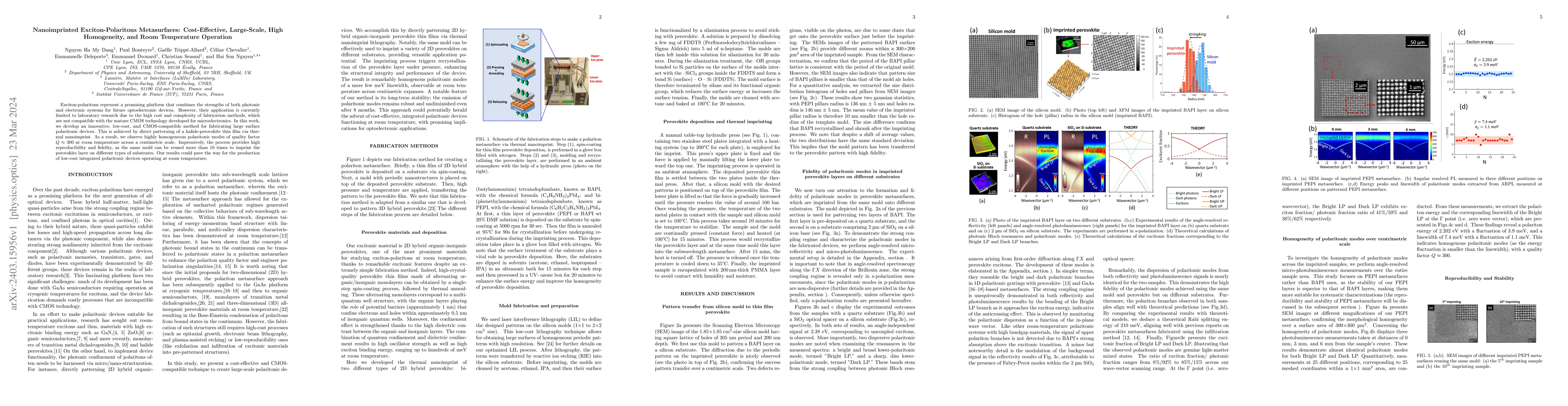 Thumbnail for Nanoimprinted Exciton-Polaritons Metasurfaces: Cost-Effective,
  Large-Scale, High Homogeneity, and Room Temperature Operation