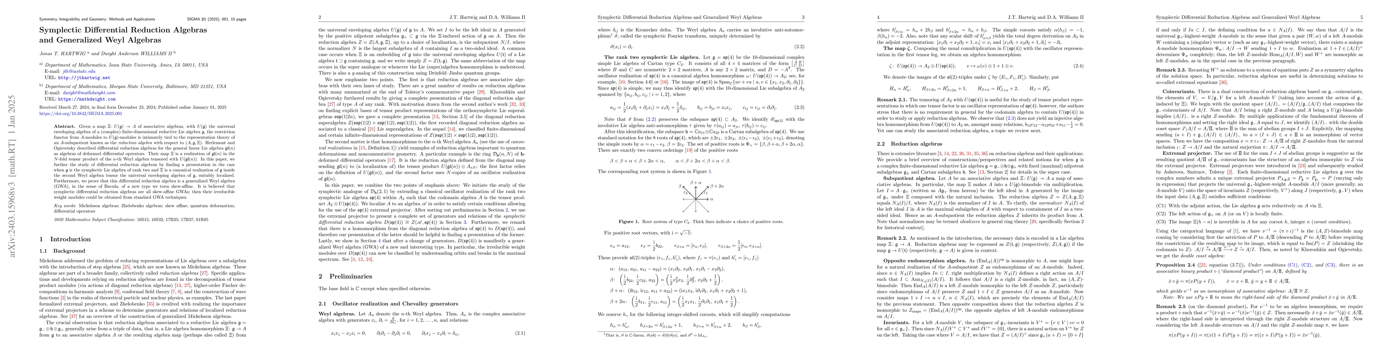 Thumbnail for Symplectic differential reduction algebras and skew-affine generalized
  Weyl algebras