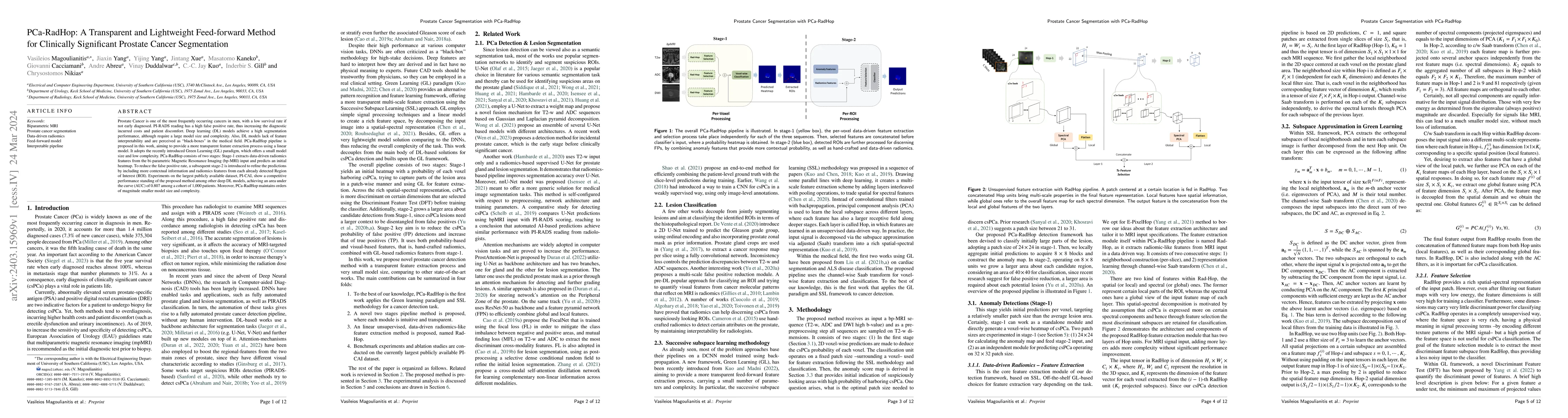 Thumbnail for PCa-RadHop: A Transparent and Lightweight Feed-forward Method for
  Clinically Significant Prostate Cancer Segmentation