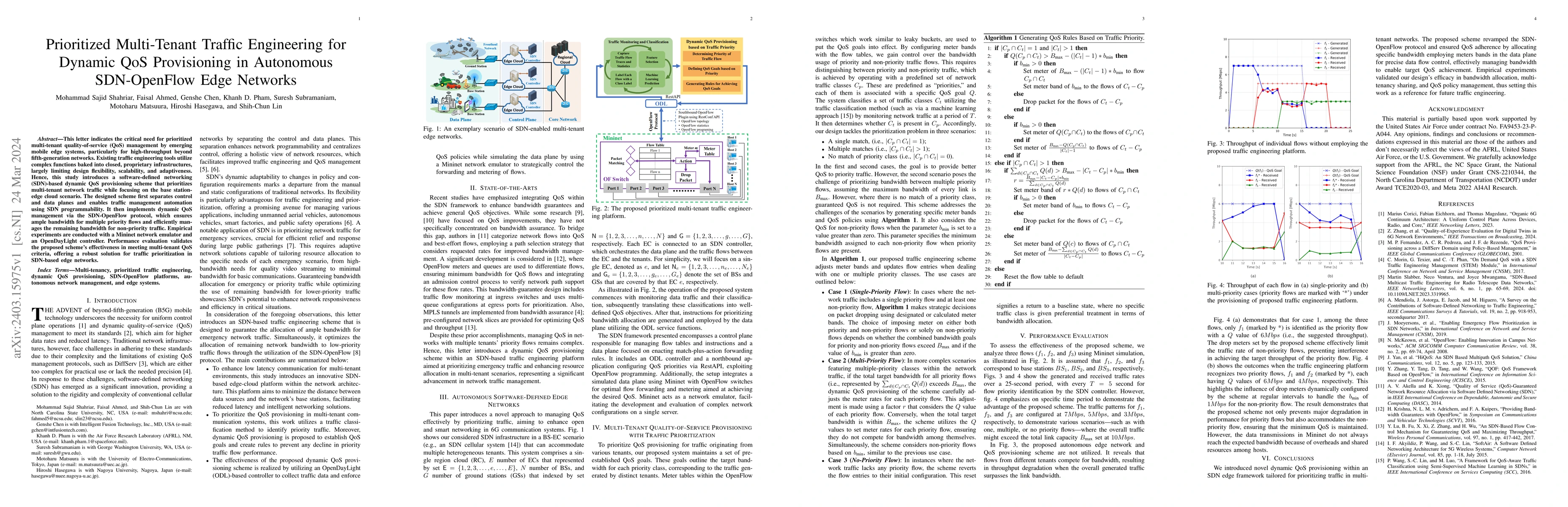 Thumbnail for Prioritized Multi-Tenant Traffic Engineering for Dynamic QoS
  Provisioning in Autonomous SDN-OpenFlow Edge Networks