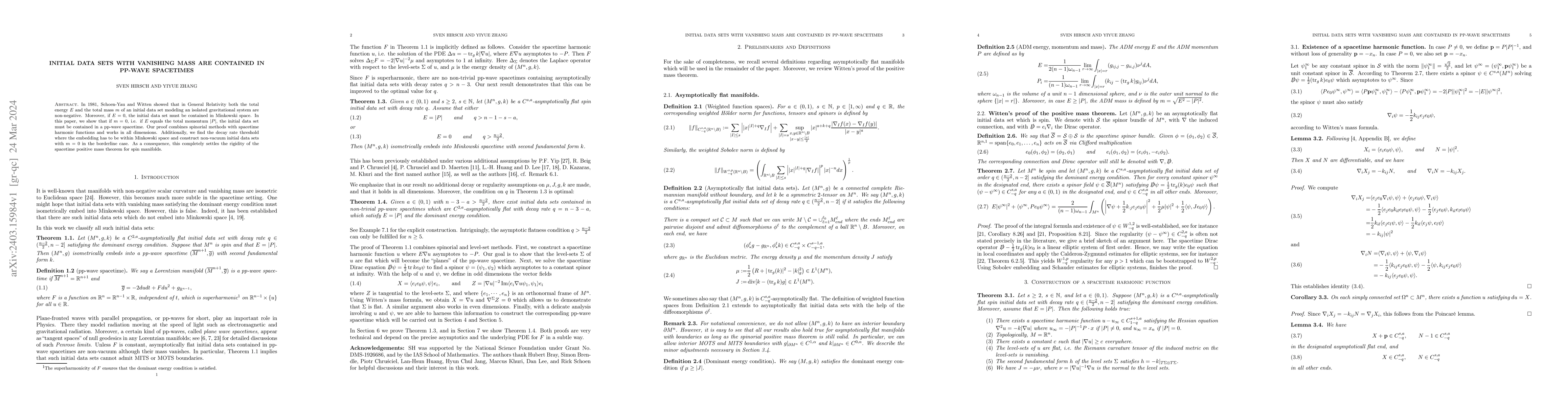 Thumbnail for Initial data sets with vanishing mass are contained in pp-wave
  spacetimes