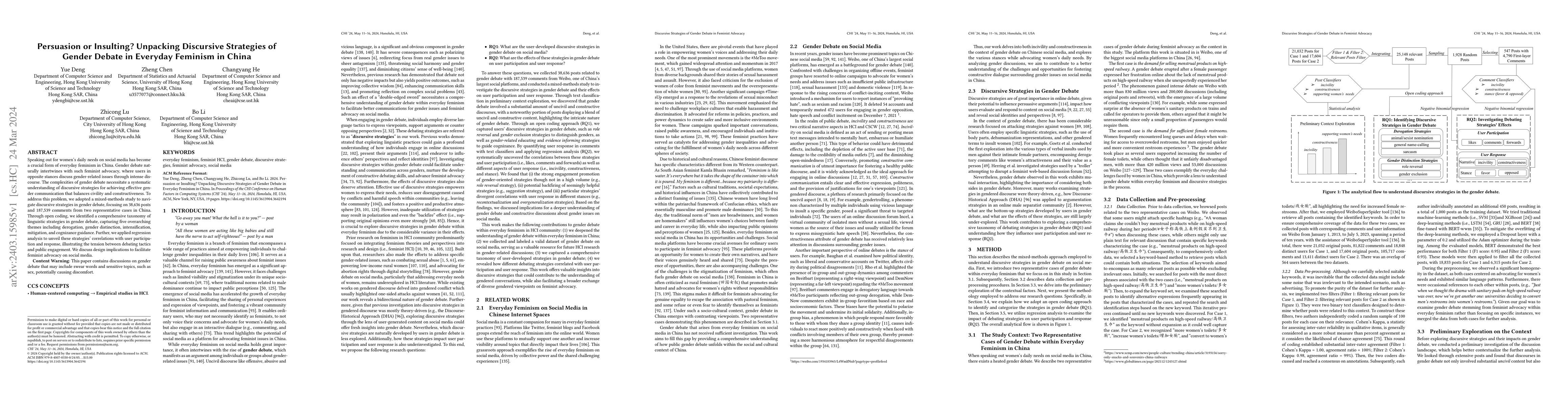 Thumbnail for Persuasion or Insulting? Unpacking Discursive Strategies of Gender
  Debate in Everyday Feminism in China