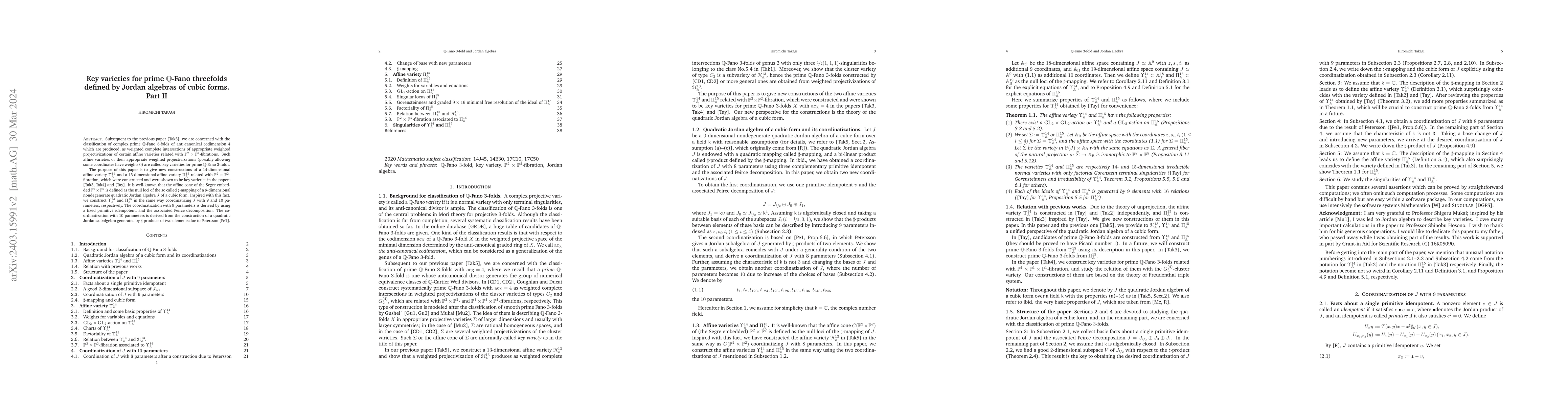 Thumbnail for Key varieties for prime $\mathbb{Q}$-Fano threefolds defined by Jordan
  algebras of cubic forms. Part II