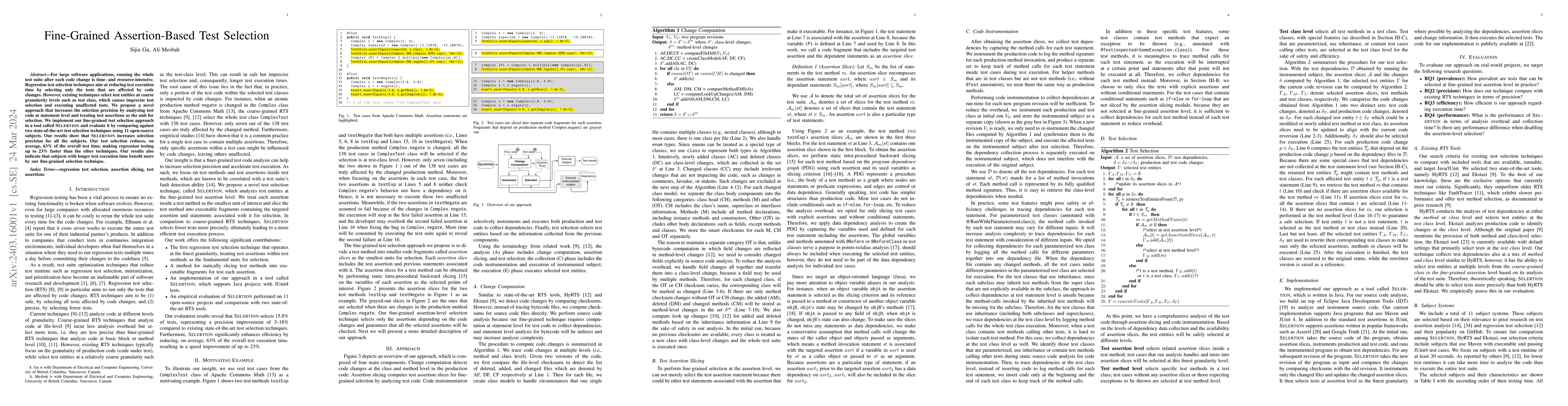 Thumbnail for Fine-Grained Assertion-Based Test Selection