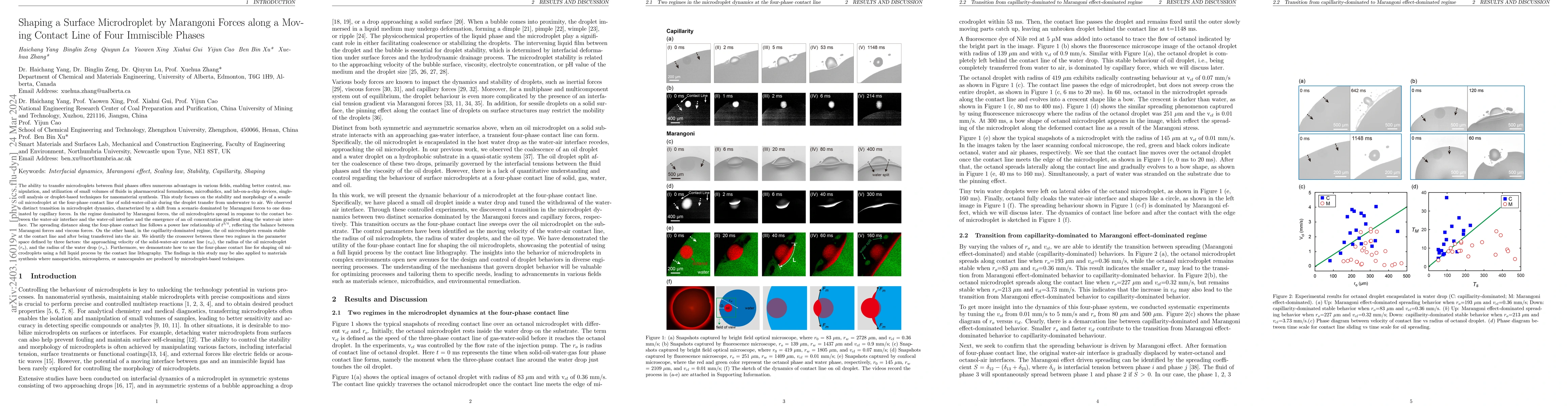 Thumbnail for Shaping a Surface Microdroplet by Marangoni Forces along a Moving
  Contact Line of Four Immiscible Phases