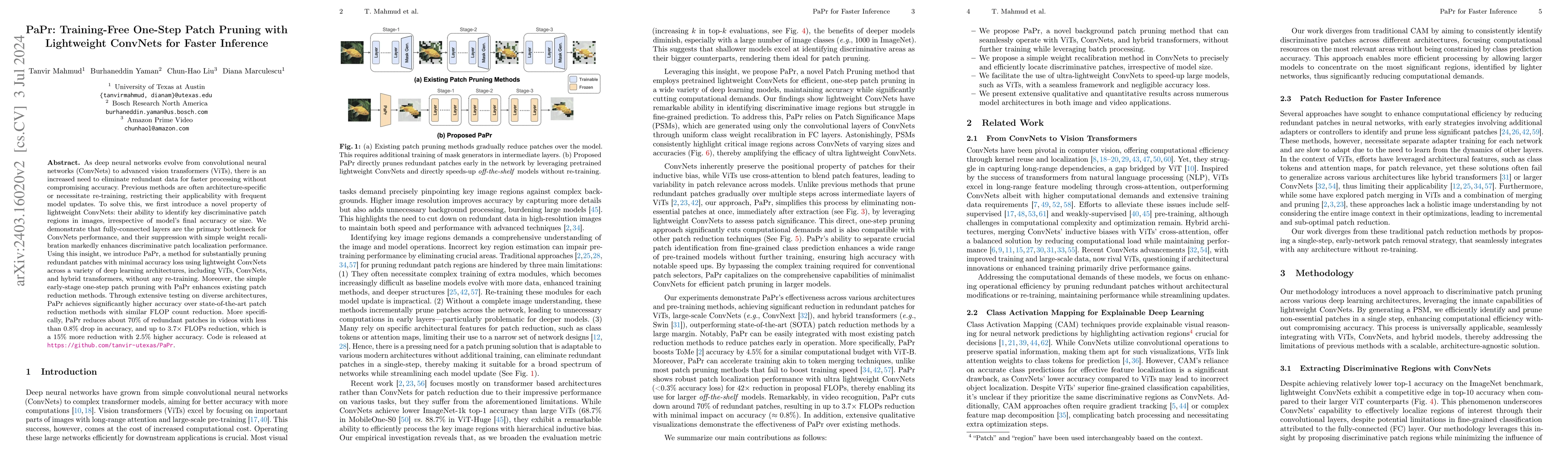 Thumbnail for PaPr: Training-Free One-Step Patch Pruning with Lightweight ConvNets for
  Faster Inference